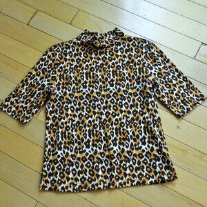 By Anthropologie leopard print mock neck top Size XS